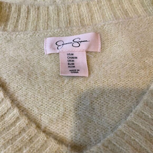 NWOT Jessica Simpson Sleeveless Sweater Vest Solid Lemon Lime V-Neck Size Medium - Picture 4 of 7